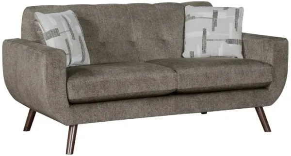 Jany Loveseat with 2 Pillows, 70 Inch, Brown Microfiber, Walnut Tone - Benzara