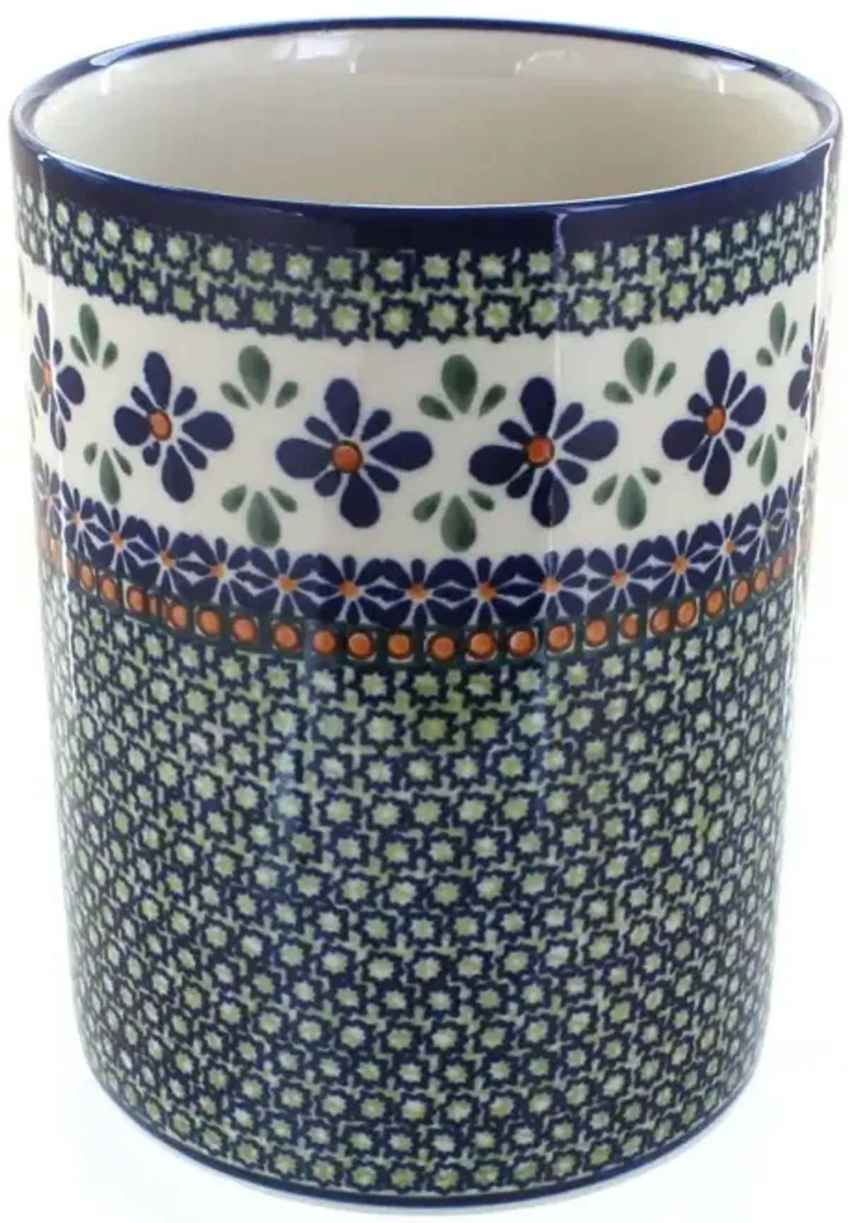 Blue Rose Polish Pottery Nature Utensil Jar