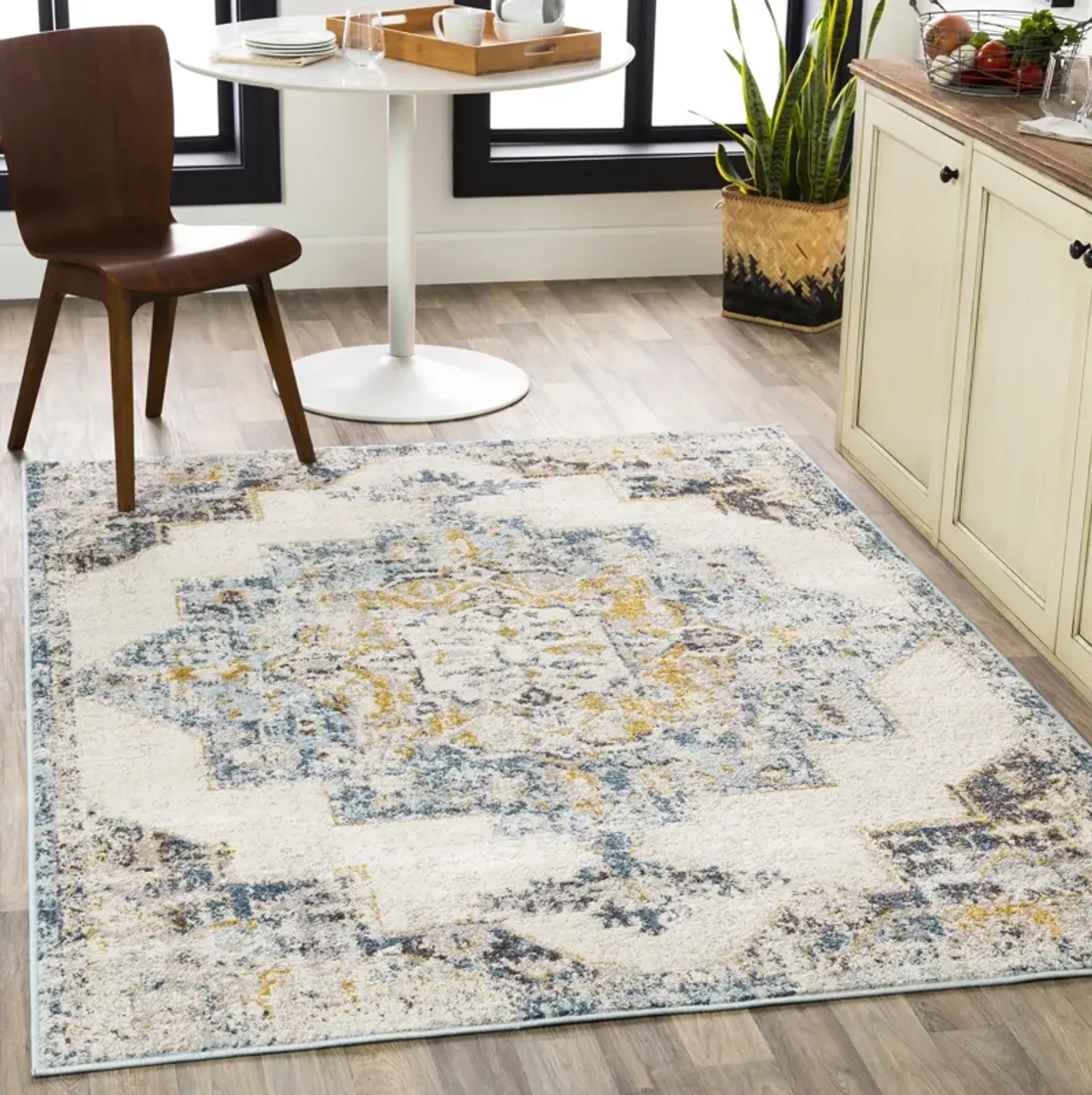 Ankara AKR-2309 6'7' Round Blue Rug