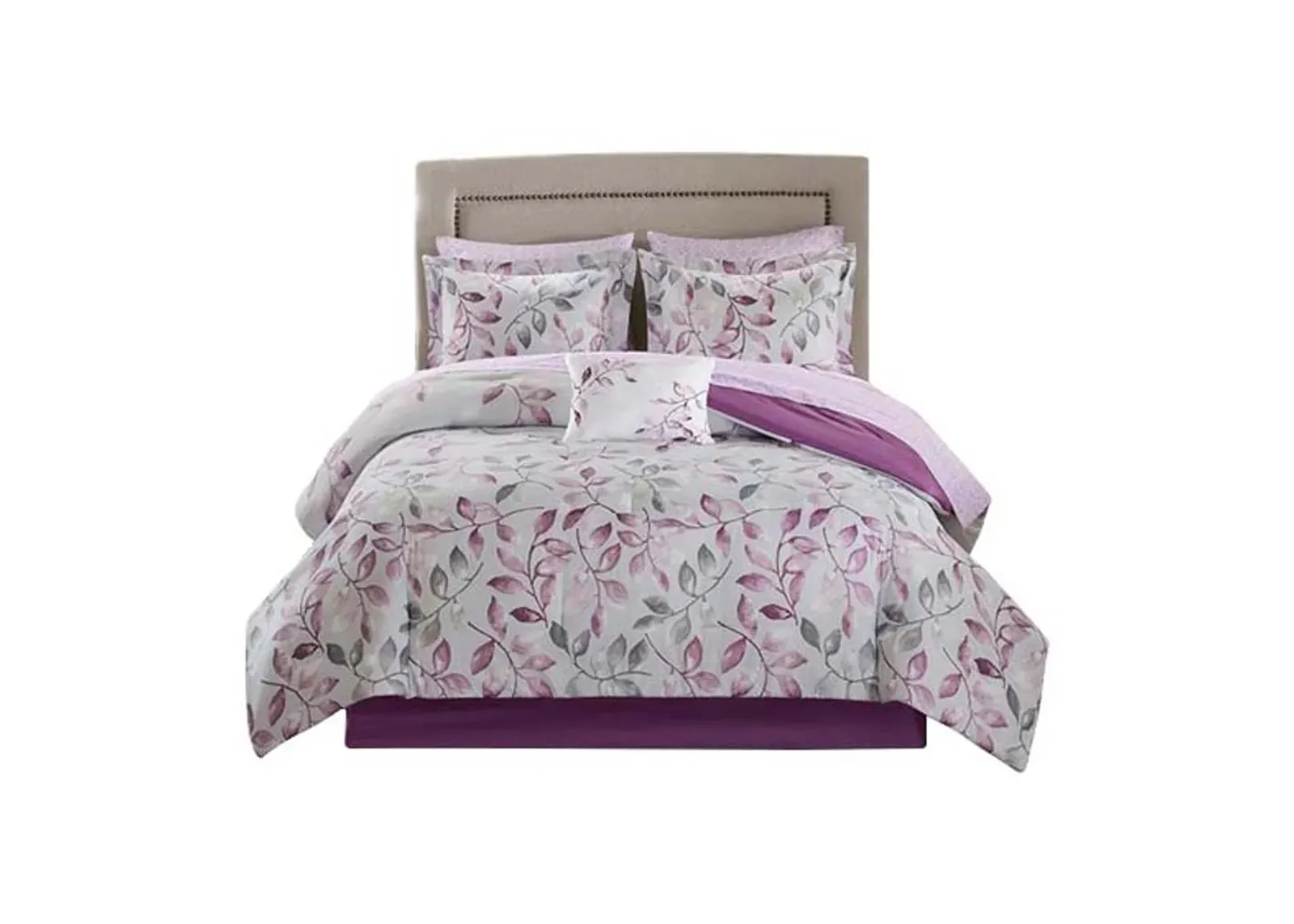 Gracie Mills Amalia 9-Piece Floral Comforter Set with Coordinating Cotton Bed Sheets - Queen