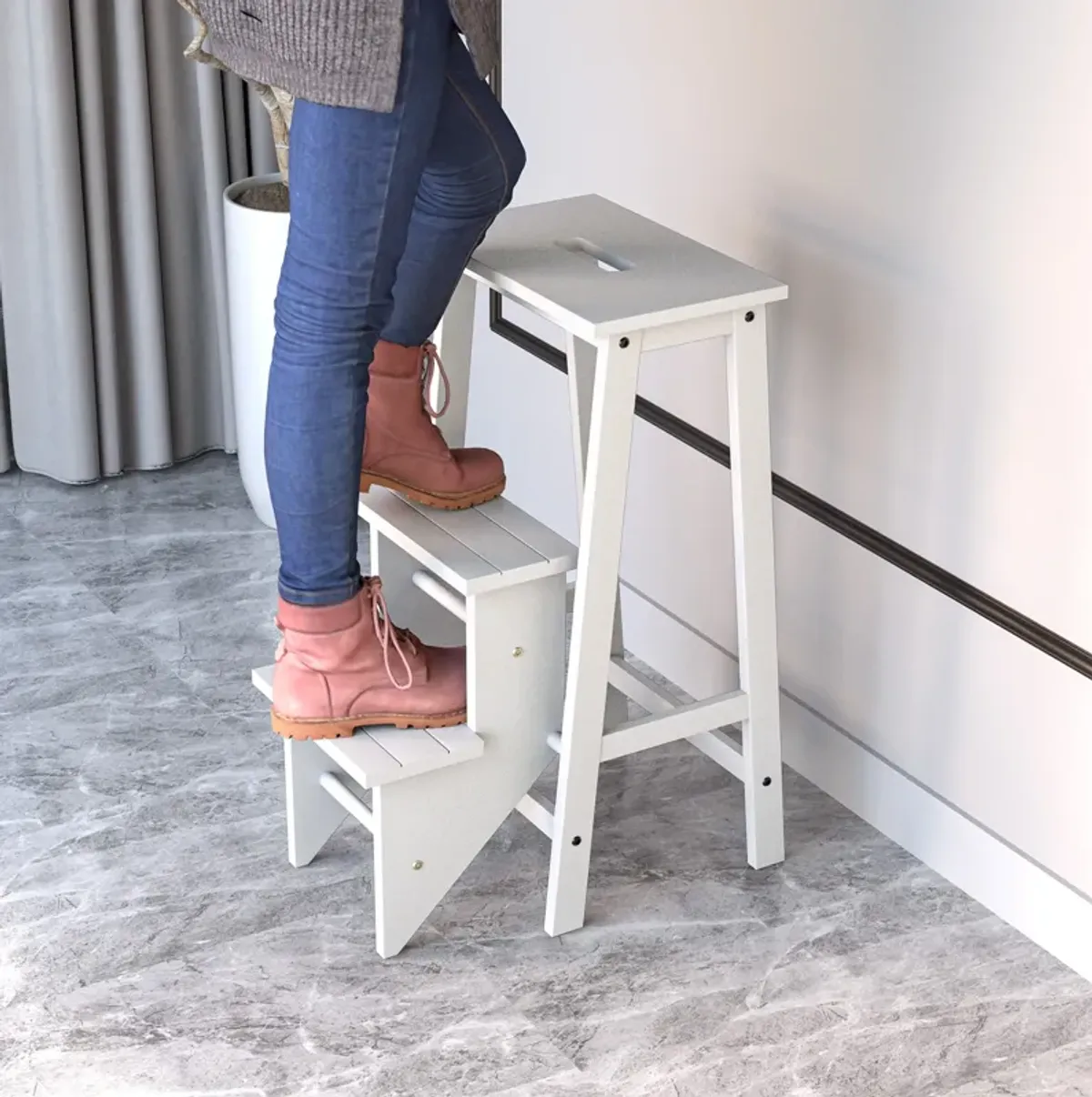 3-Tier Step Stool 3-in-1 Folding Ladder with Bench for Versatile Use