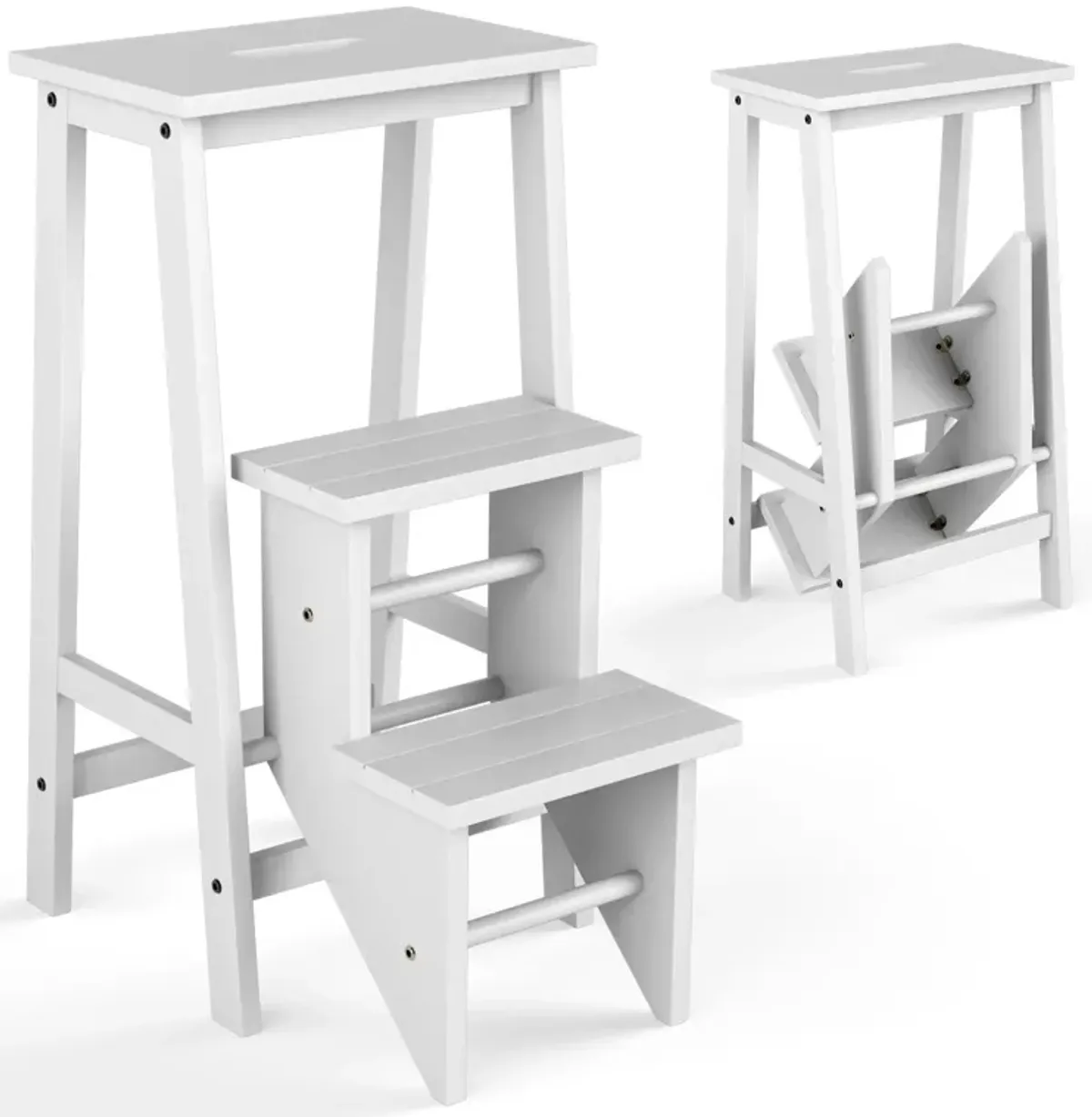 3-Tier Step Stool 3-in-1 Folding Ladder with Bench for Versatile Use