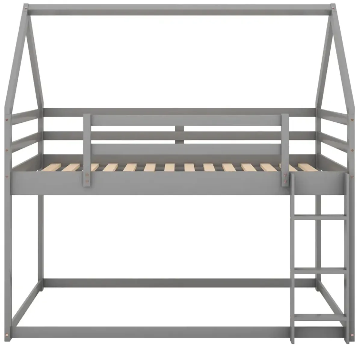 Merax Low Bunk Bed House Bed with Ladder