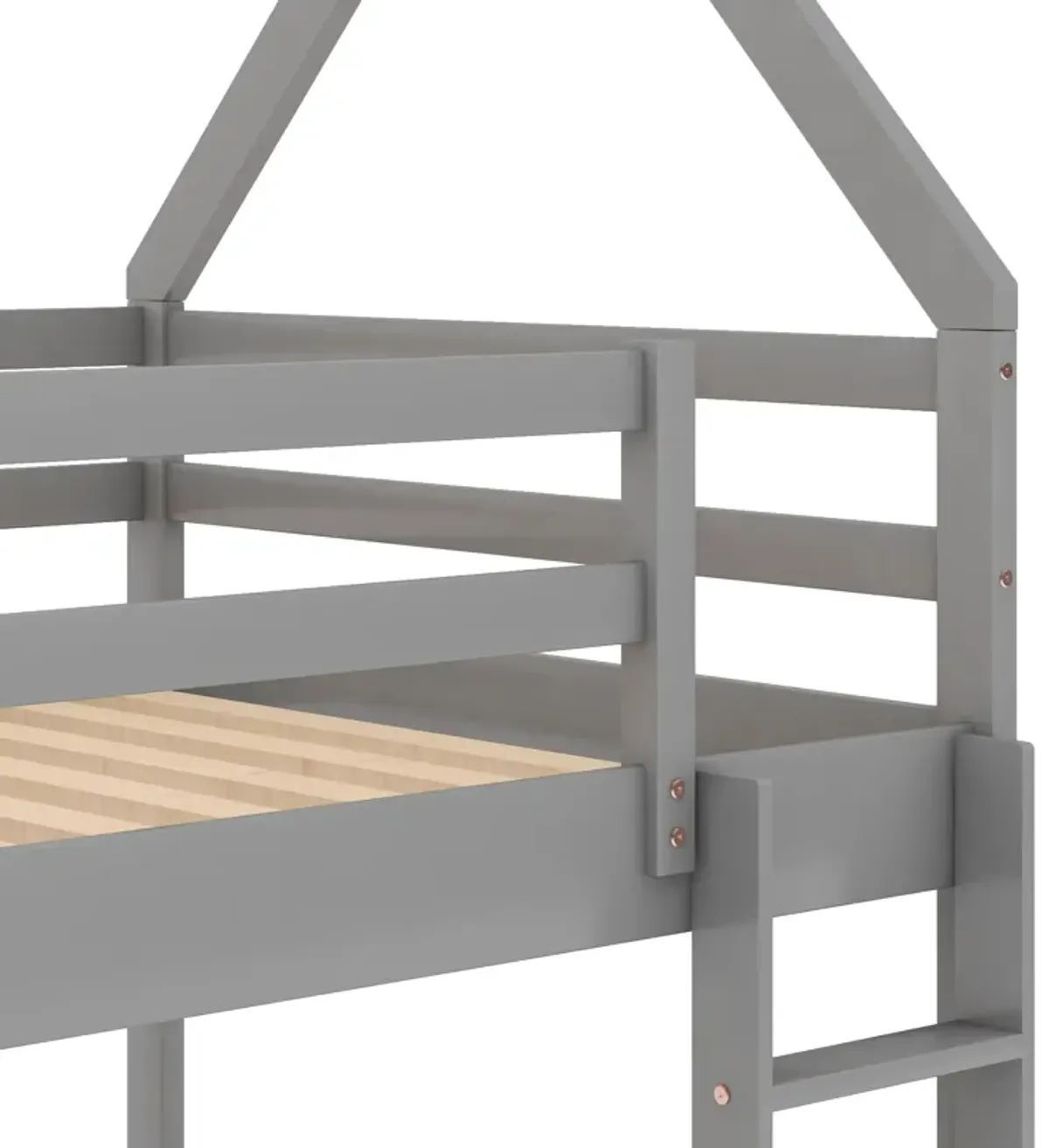 Merax Low Bunk Bed House Bed with Ladder