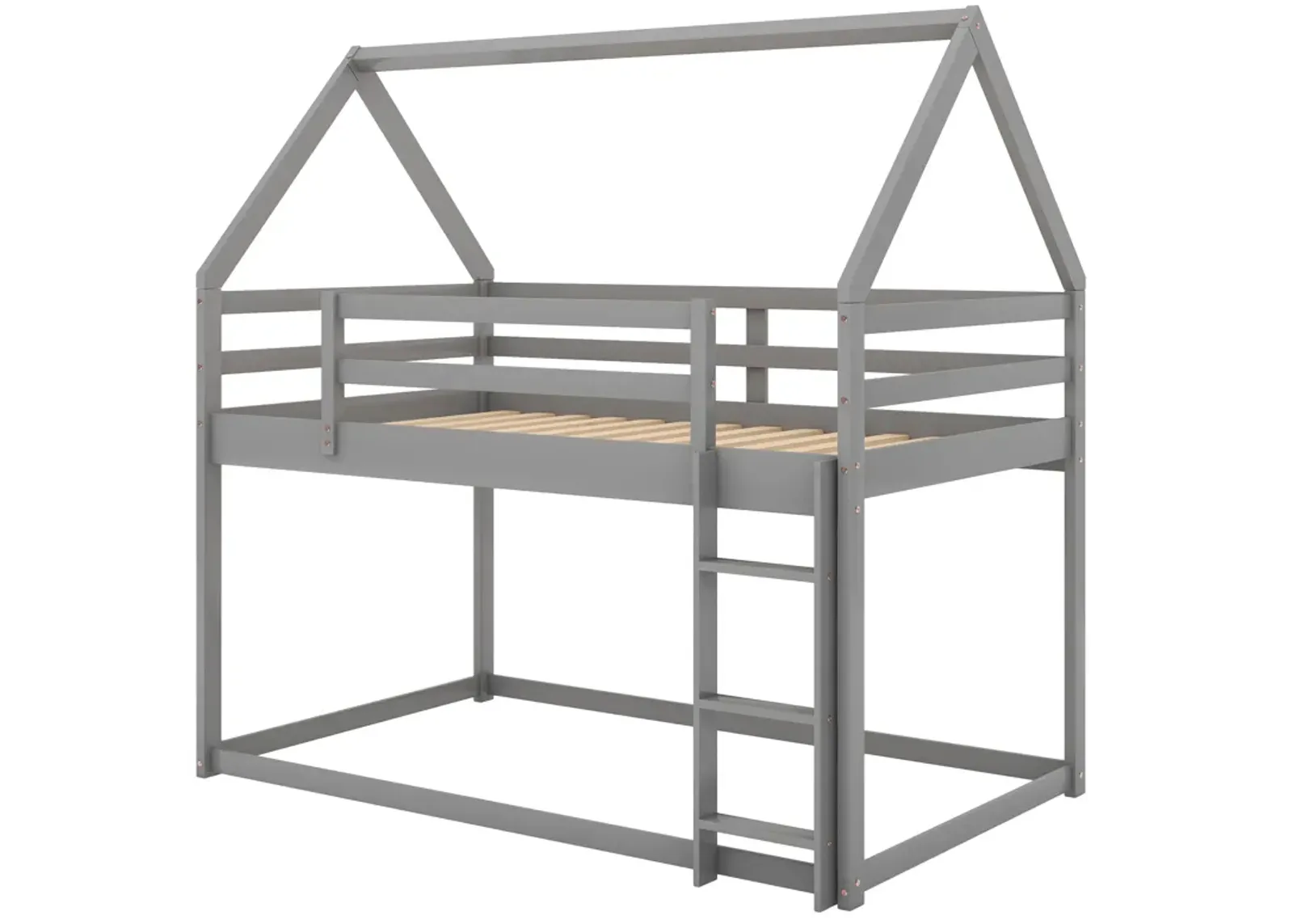 Merax Low Bunk Bed House Bed with Ladder