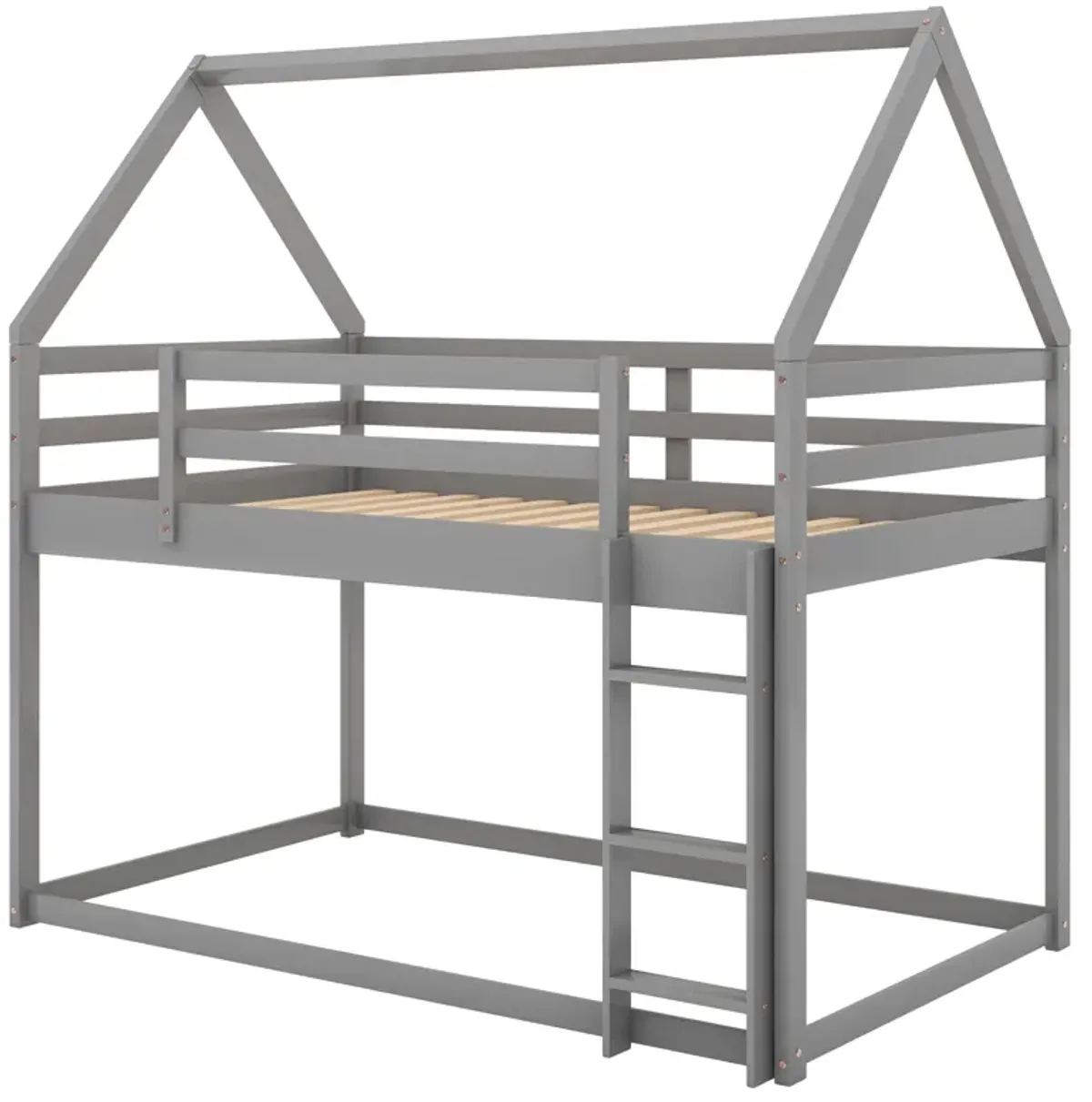 Merax Low Bunk Bed,House Bed with Ladder