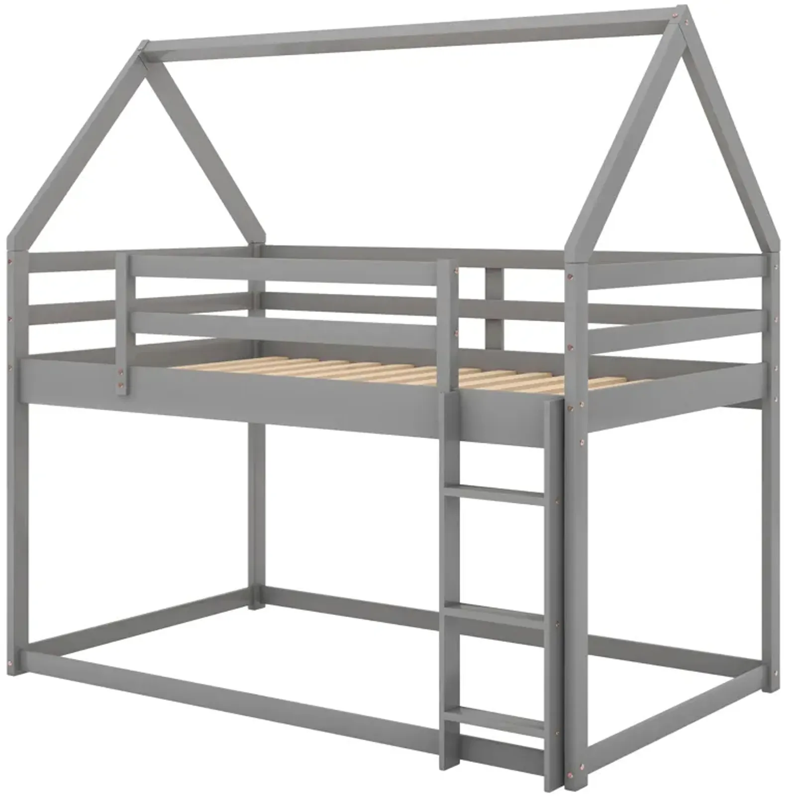 Merax Low Bunk Bed House Bed with Ladder