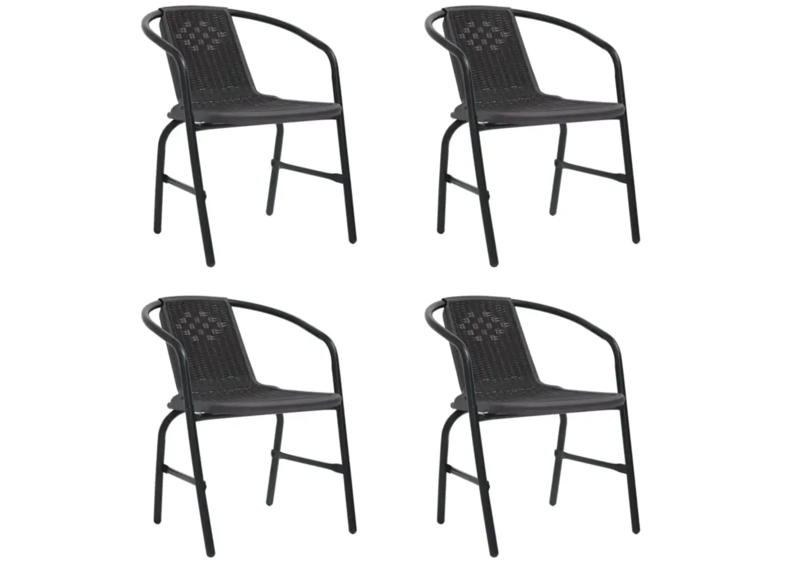 vidaXL Patio Chairs 4 pcs Plastic Rattan and Steel 242.5 lb