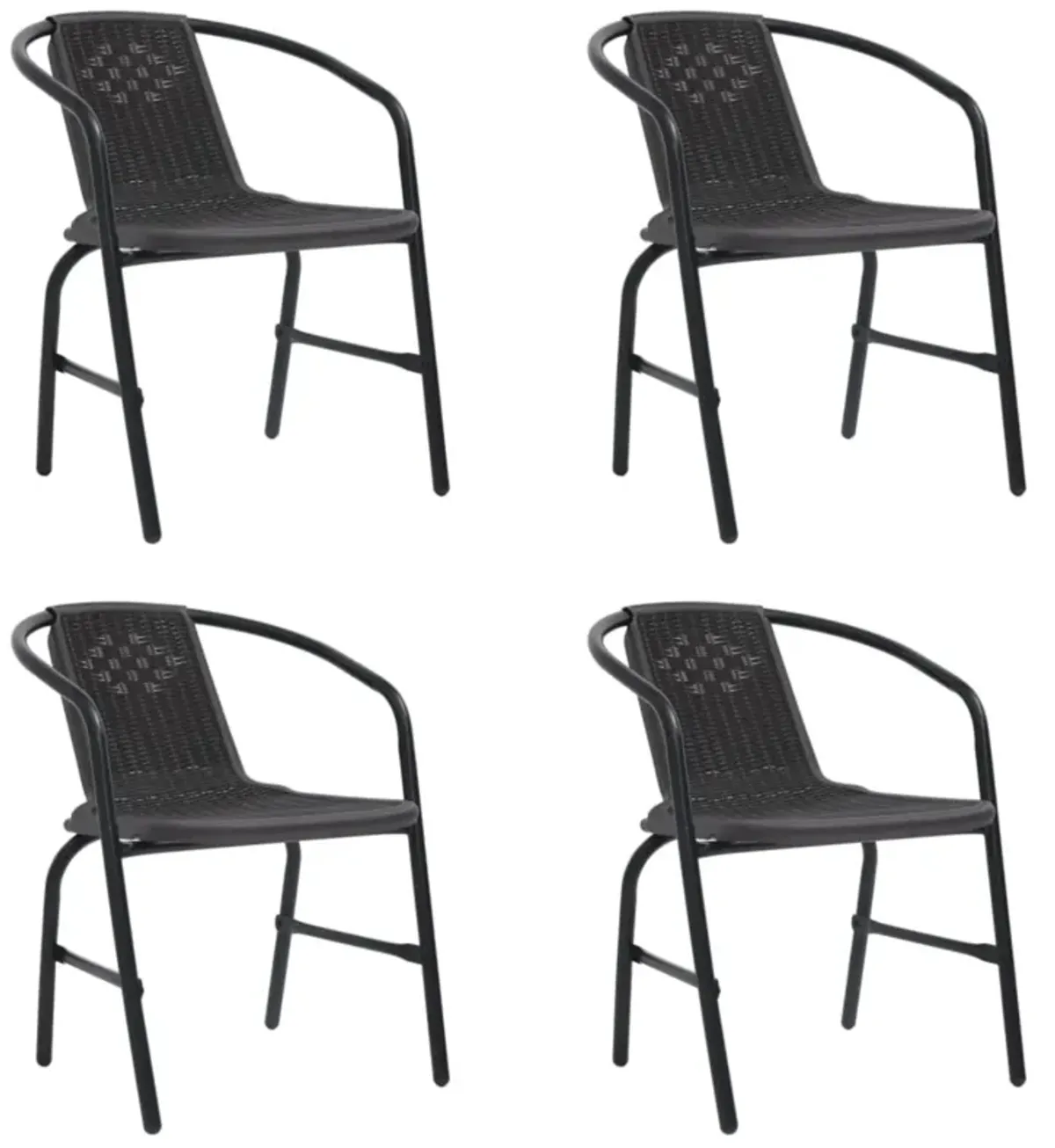 vidaXL Patio Chairs 4 pcs Plastic Rattan and Steel 242.5 lb