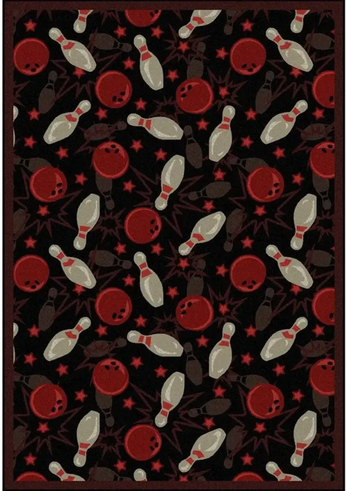 Joy Carpets Games People Play Retro Bowl 3'10 x 5'4 Area Rug in Color Fireball Red