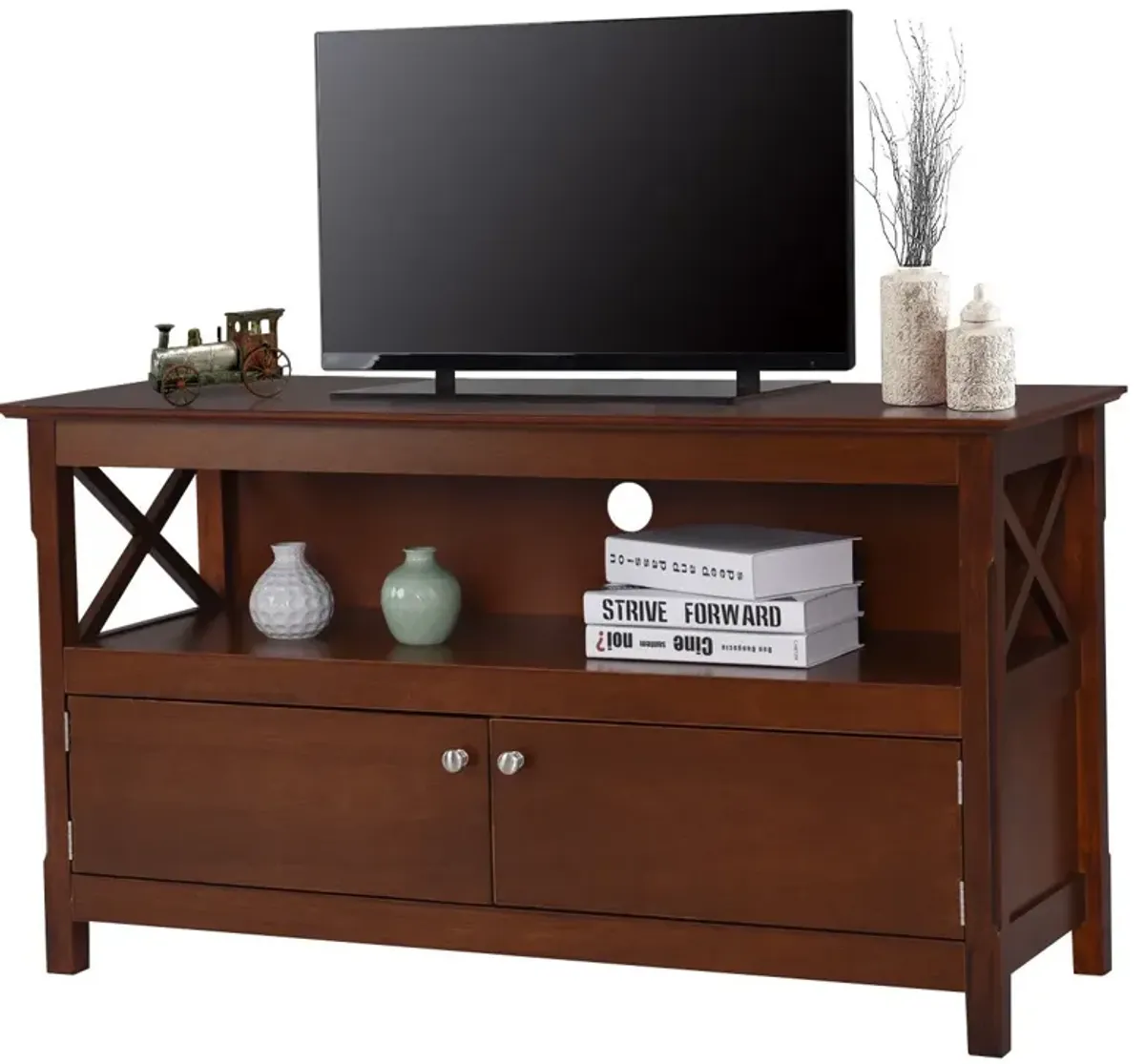 44-Inch Wooden TV Stand with Storage Cabinets