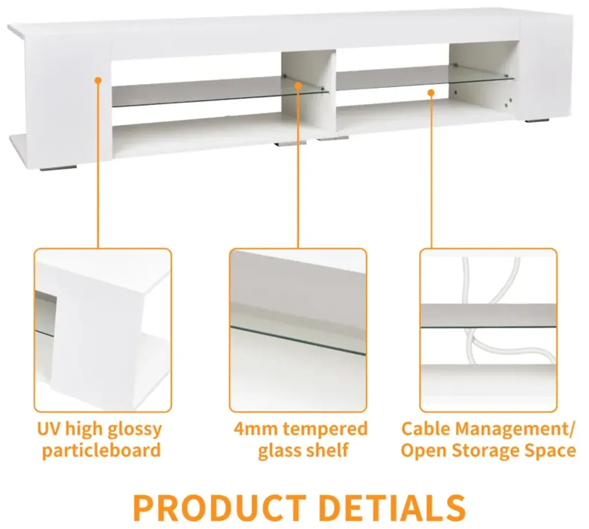 Modern LED TV Stand with Storage - High Gloss