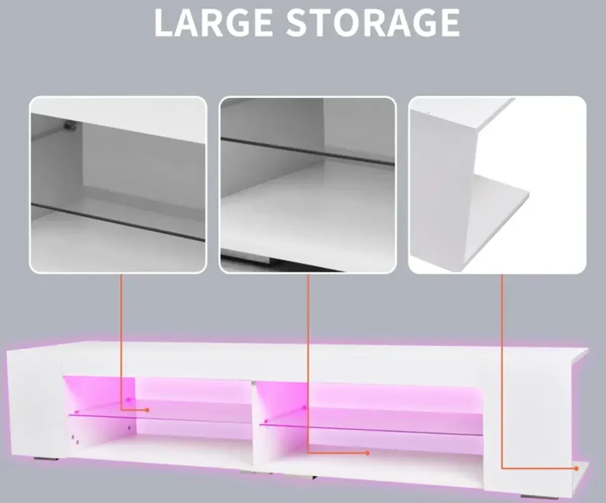 Modern LED TV Stand with Storage - High Gloss