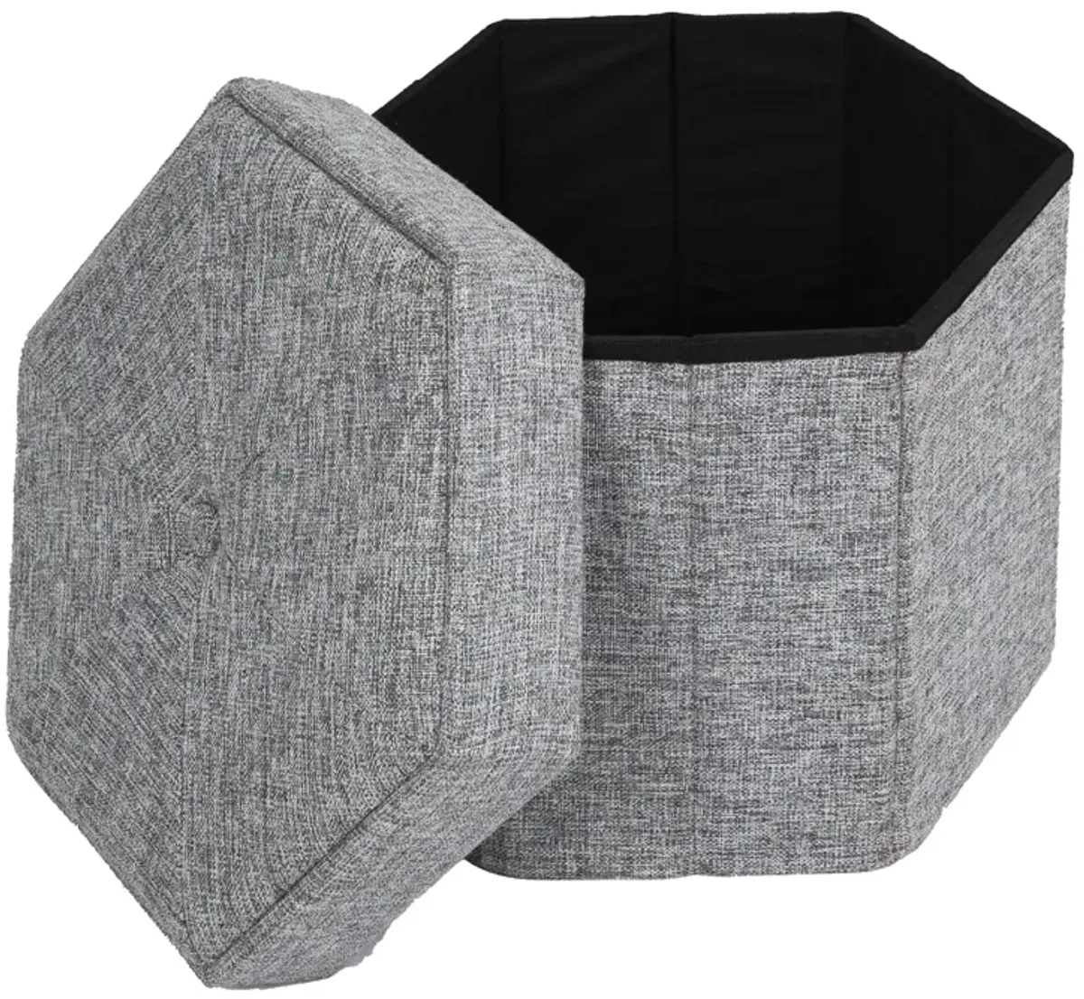 Medium Decorative Grey Foldable Hexagon Ottoman for Living Room, Bedroom, Dining, Playroom or Office