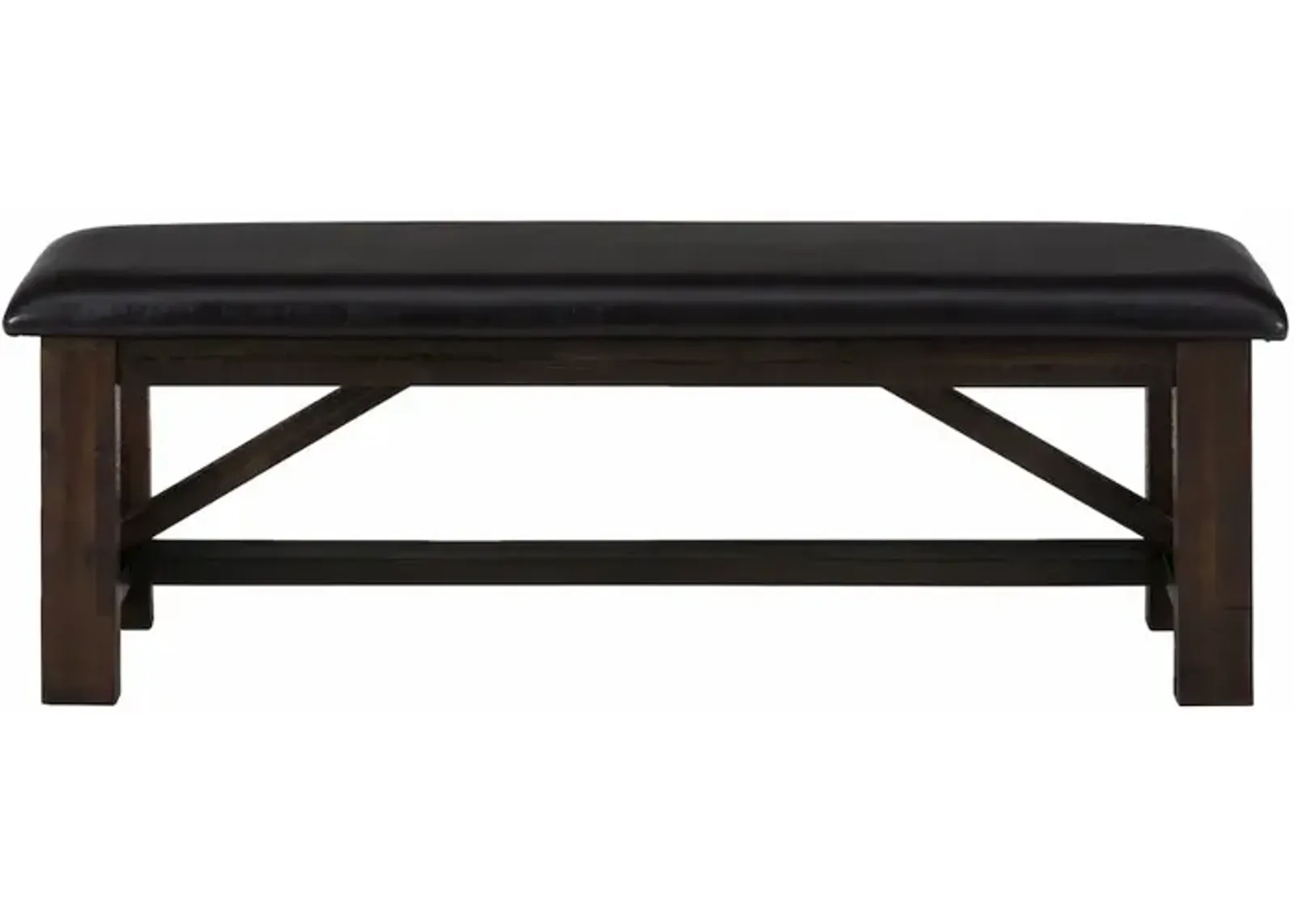 Jofran Kona Grove Distressed Rustic Solid Wood 54 Upholstered Trestle Dining Bench