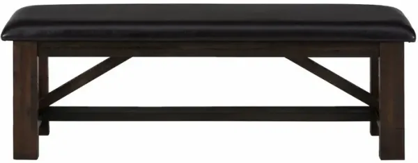 Jofran Kona Grove Distressed Rustic Solid Wood 54 Upholstered Trestle Dining Bench