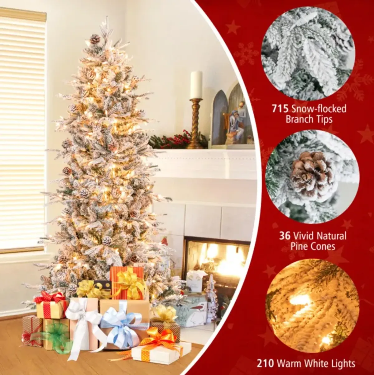 Hivvago 6/7.5 Feet Pre-lit Artificial Christmas Tree