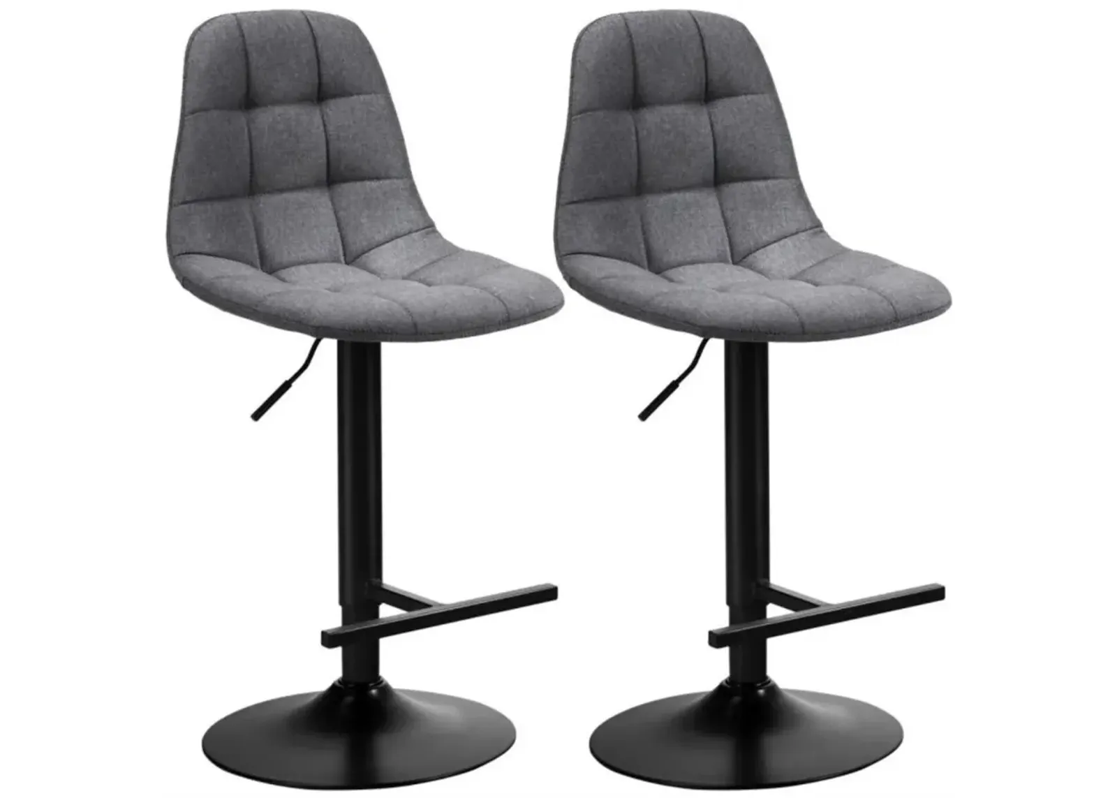 Hivvago 2 Pieces Adjustable Bar Stools Swivel Counter Height Linen Chairs