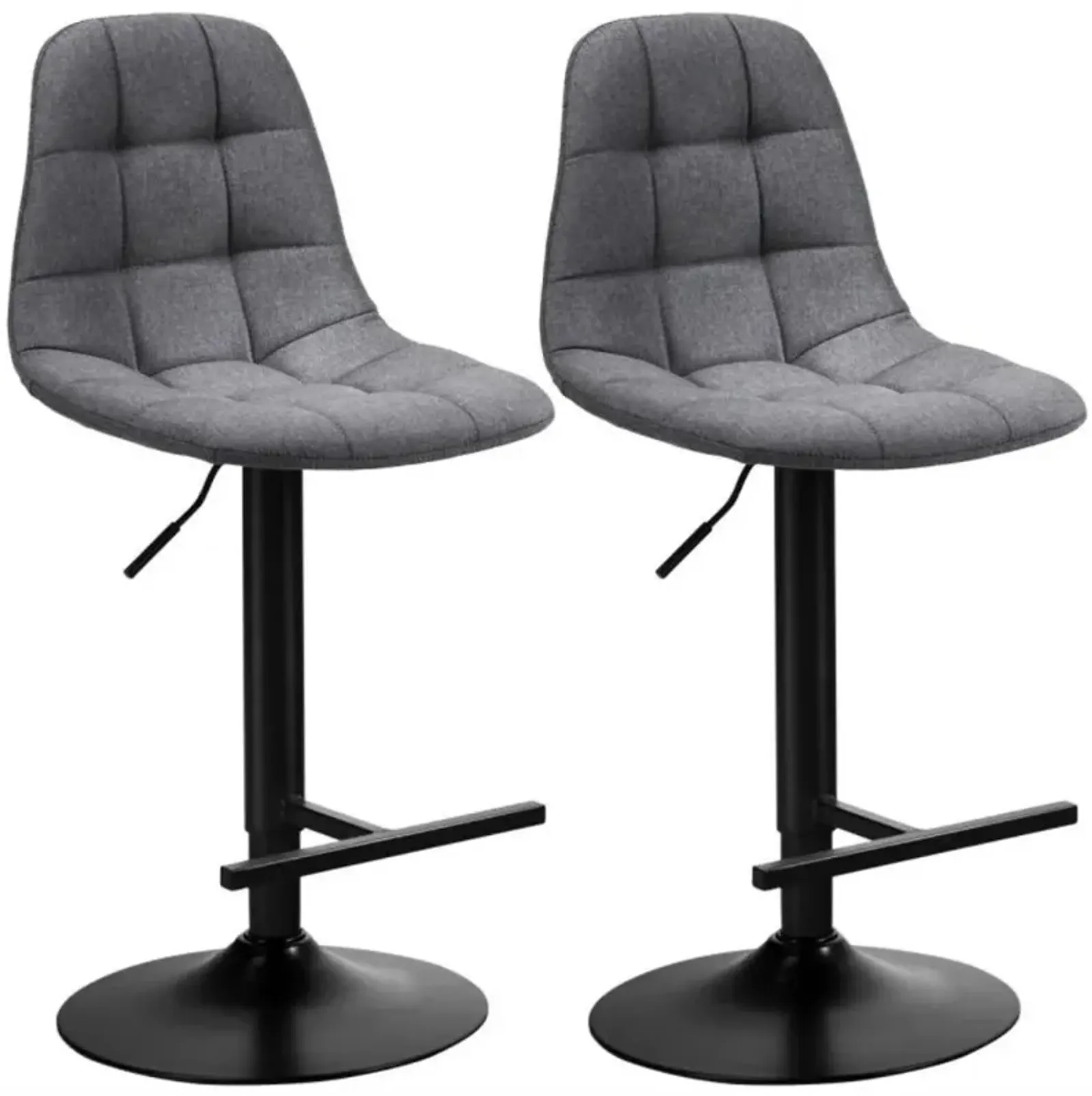 Hivvago 2 Pieces Adjustable Bar Stools Swivel Counter Height Linen Chairs