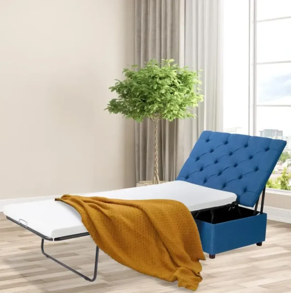 Hivvago Folding Ottoman Sleeper Bed with Mattress for Guest Bed and Office Nap