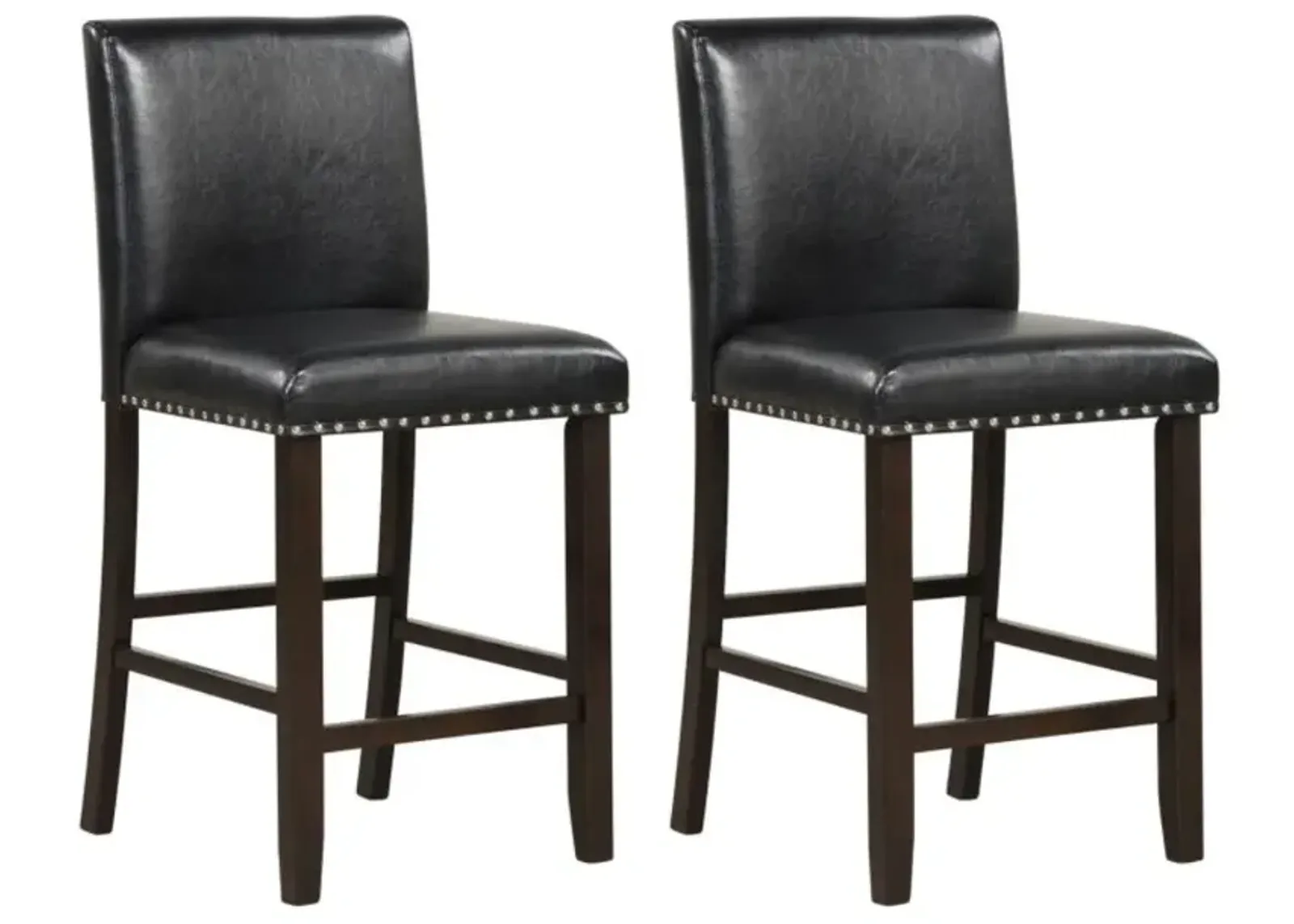 Hivvago Set of 2 PVC Leather Bar Stools with Back for Kitchen Island