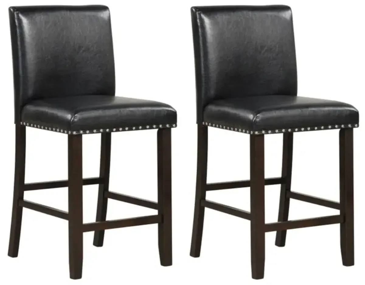 Hivvago Set of 2 PVC Leather Bar Stools with Back for Kitchen Island