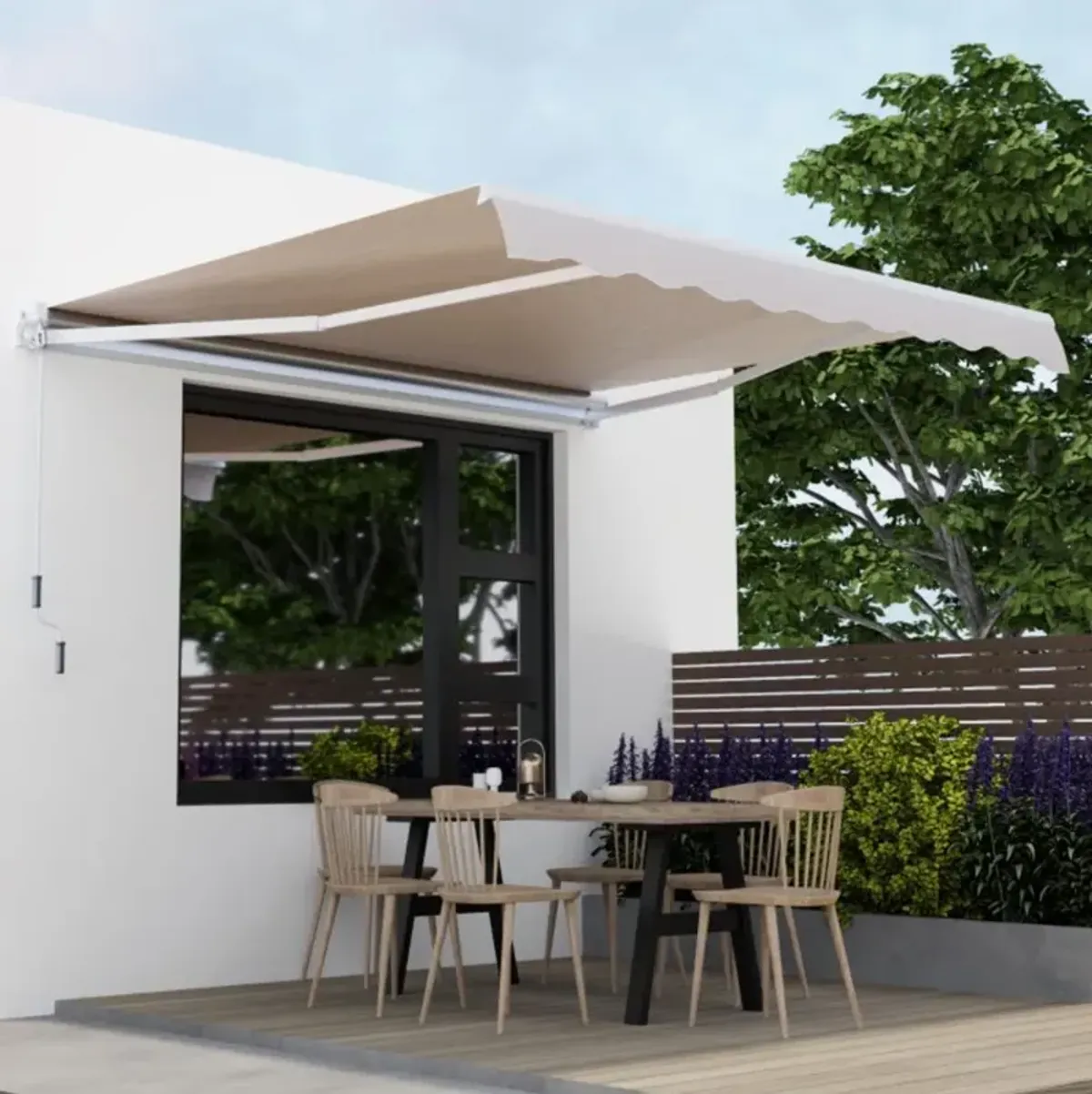 Hivvago Outdoor Manual Retractable Awning Cover Shelter Patio Sun Shade