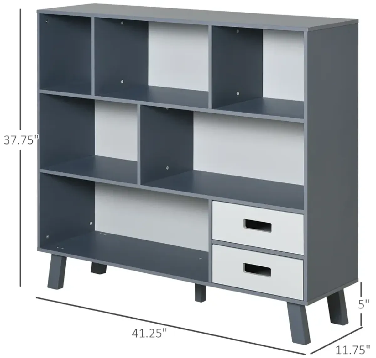 3 Tier Bookcase Chest Open Shelves Cabinet Home Storage Furniture with Drawers