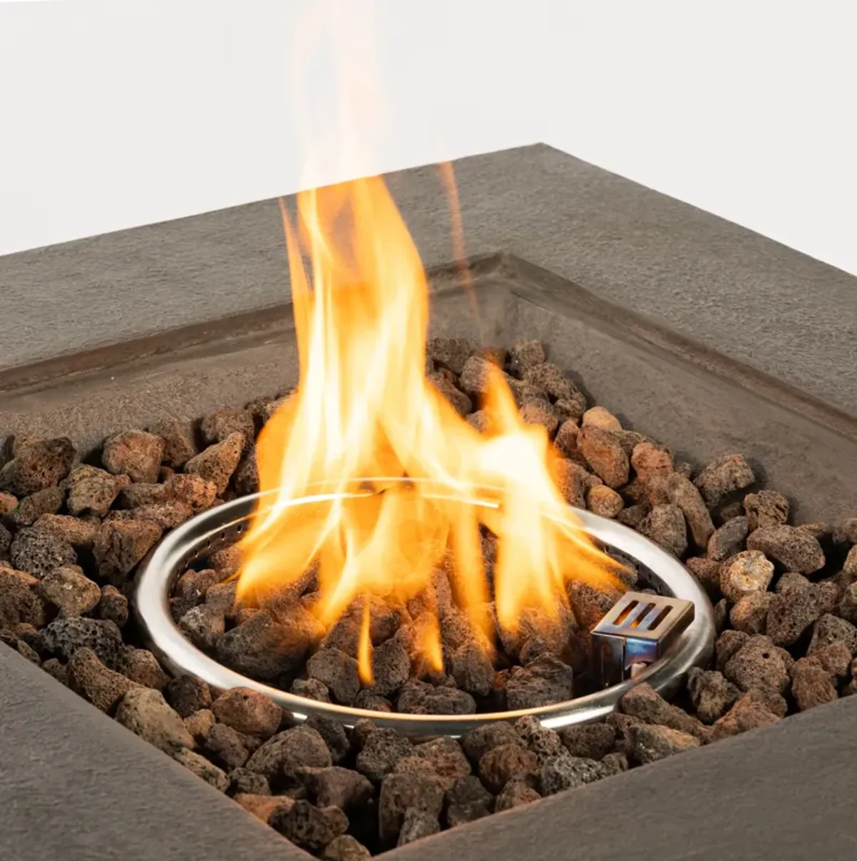 Mondawe 28.3" Outdoor Artificial Stone Fire Pit,40K BTU Propane E-Ignition Waterproof Fire Table