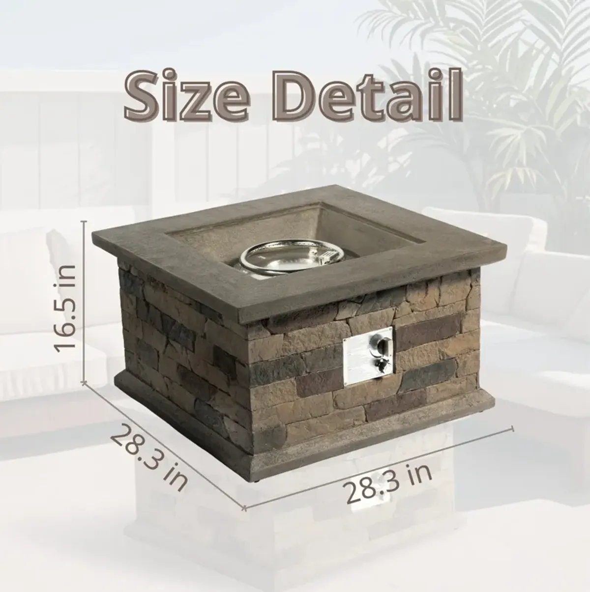 Mondawe 28.3" Outdoor Artificial Stone Fire Pit,40K BTU Propane E-Ignition Waterproof Fire Table