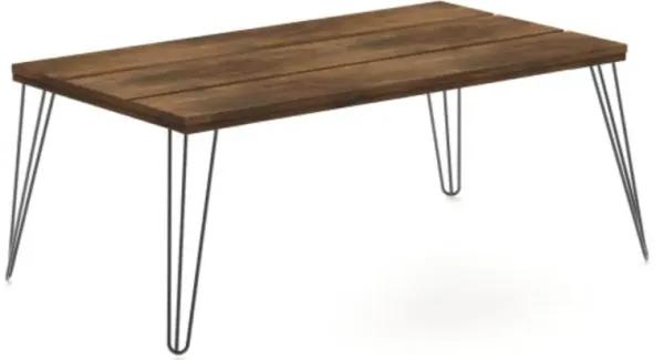 43.5 Inch Wooden Rectangular Coffee Table with Metal Legs