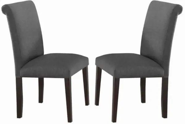 Set Of 2 Solid Wood Dining Chair In Gray Upholstery-Benzara
