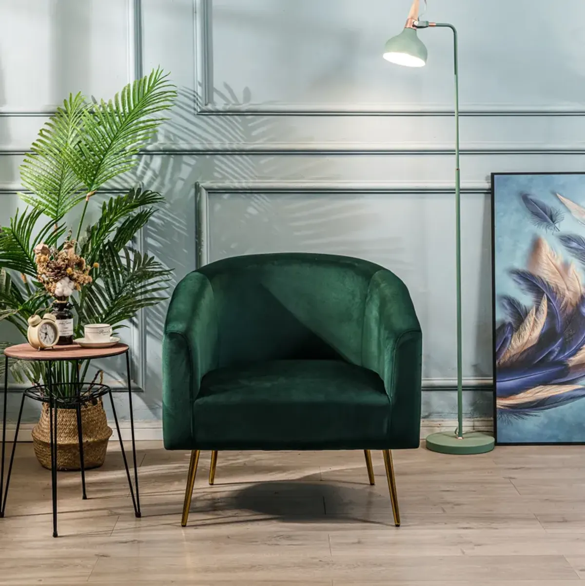 KIRUNA Metal and Bouclé Lounge Chair