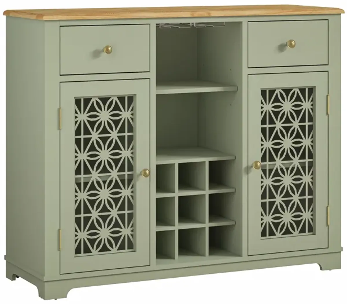 FESTIVO 47" Stylish Wine Cabinet with Metal Wine Glass Rack