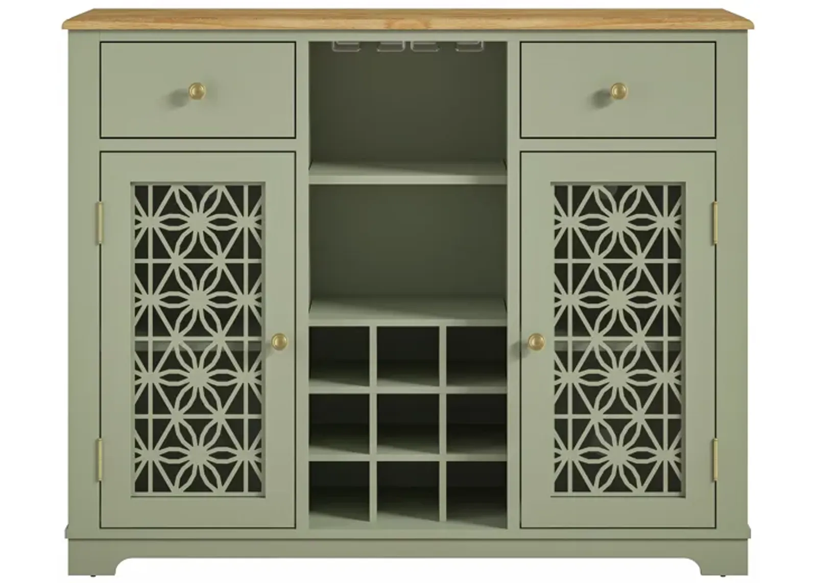 FESTIVO 47" Stylish Wine Cabinet with Metal Wine Glass Rack