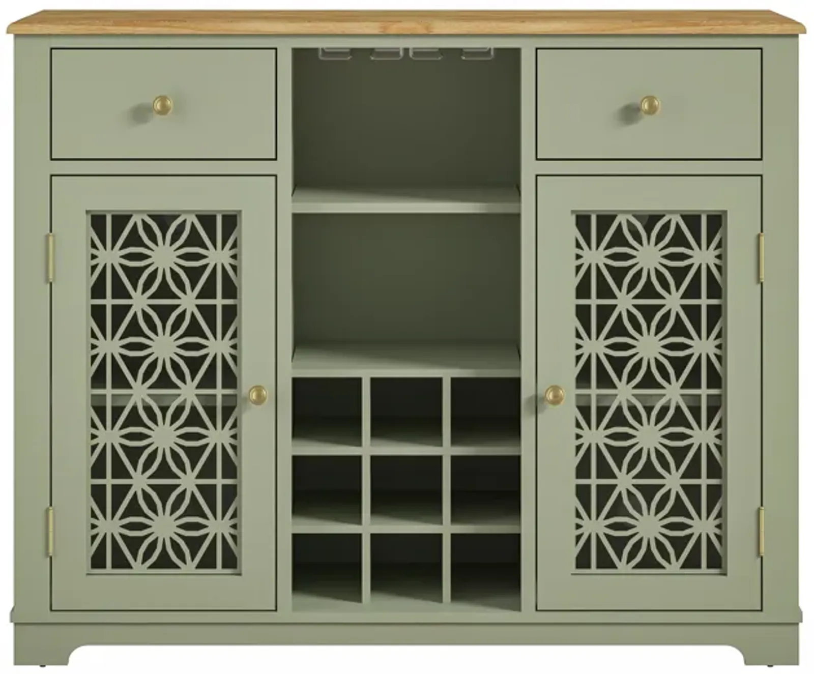 FESTIVO 47" Stylish Wine Cabinet with Metal Wine Glass Rack