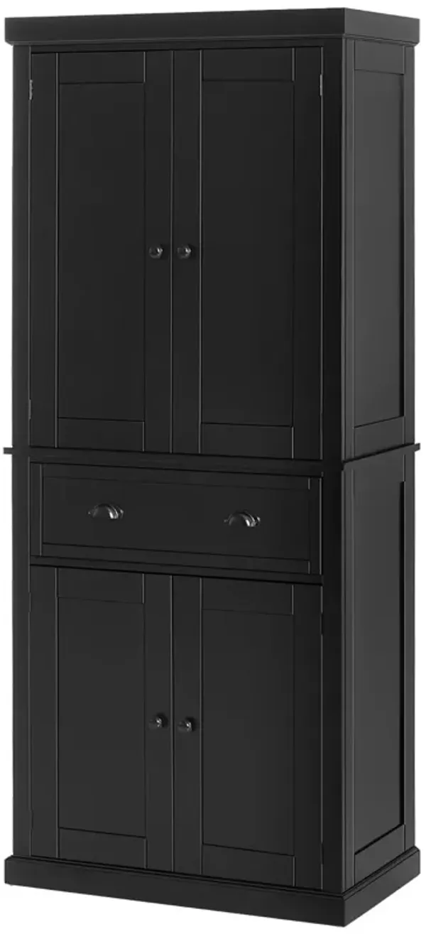 72" Black Kitchen Pantry: Freestanding, Cabinet Storage