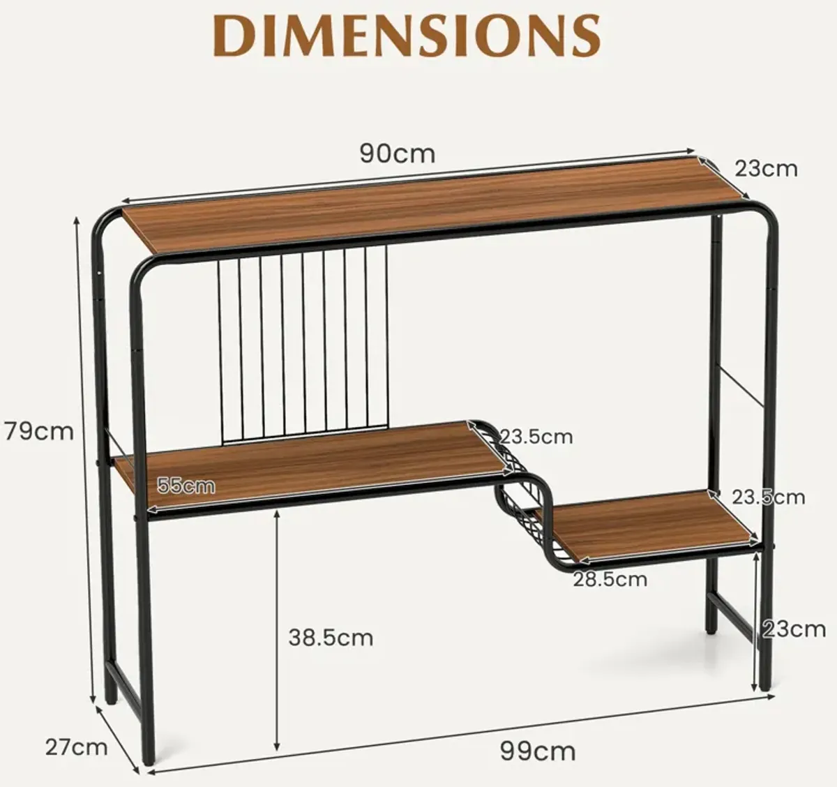 Console Table with Storage Shelf and Metal Frame for Living Room