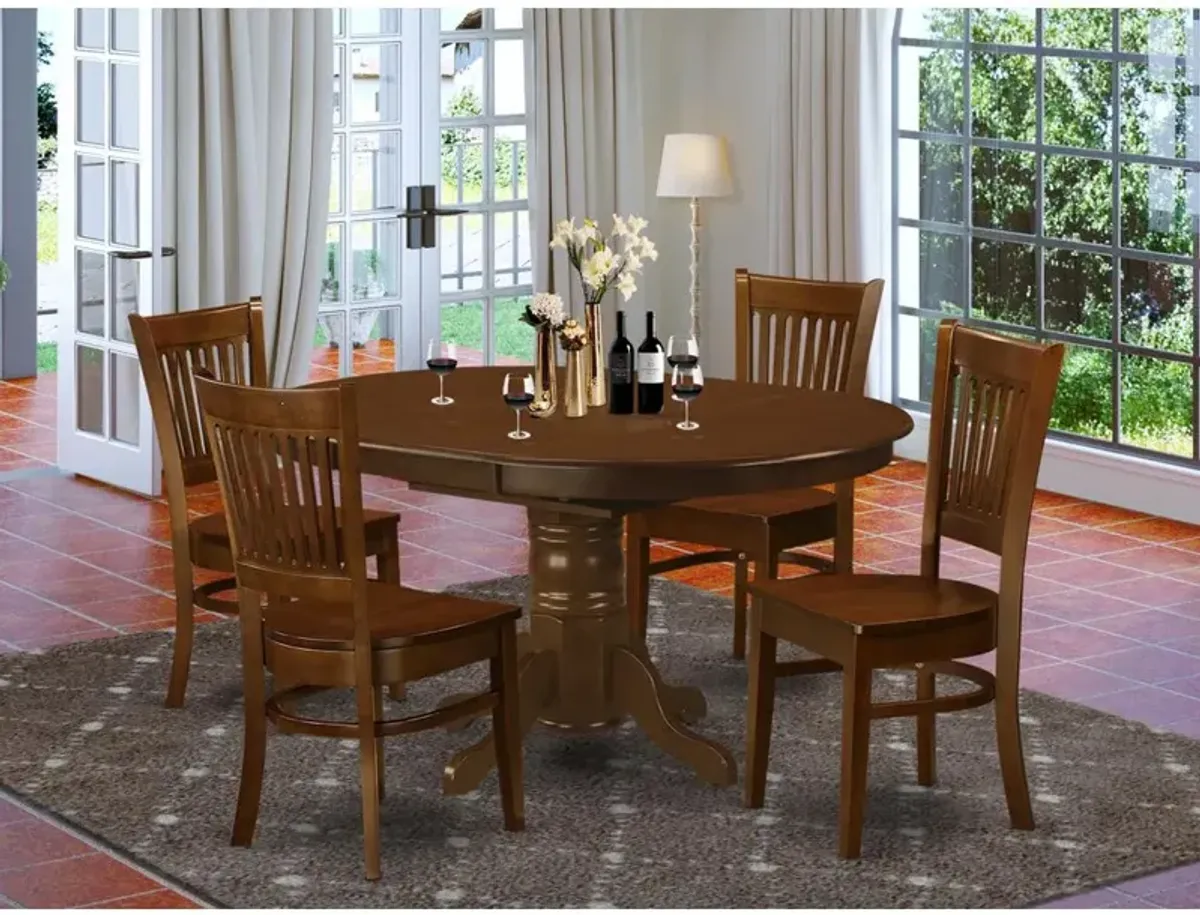 East West Furniture 5  Pc  set  Kenley  Dining  Table  with  a  Leaf  and  4  Wood  Kitchen  Chairs