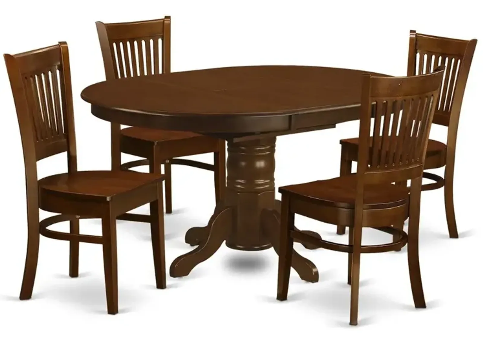 East West Furniture 5  Pc  set  Kenley  Dining  Table  with  a  Leaf  and  4  Wood  Kitchen  Chairs