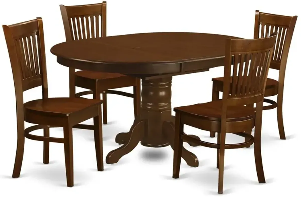 East West Furniture 5  Pc  set  Kenley  Dining  Table  with  a  Leaf  and  4  Wood  Kitchen  Chairs