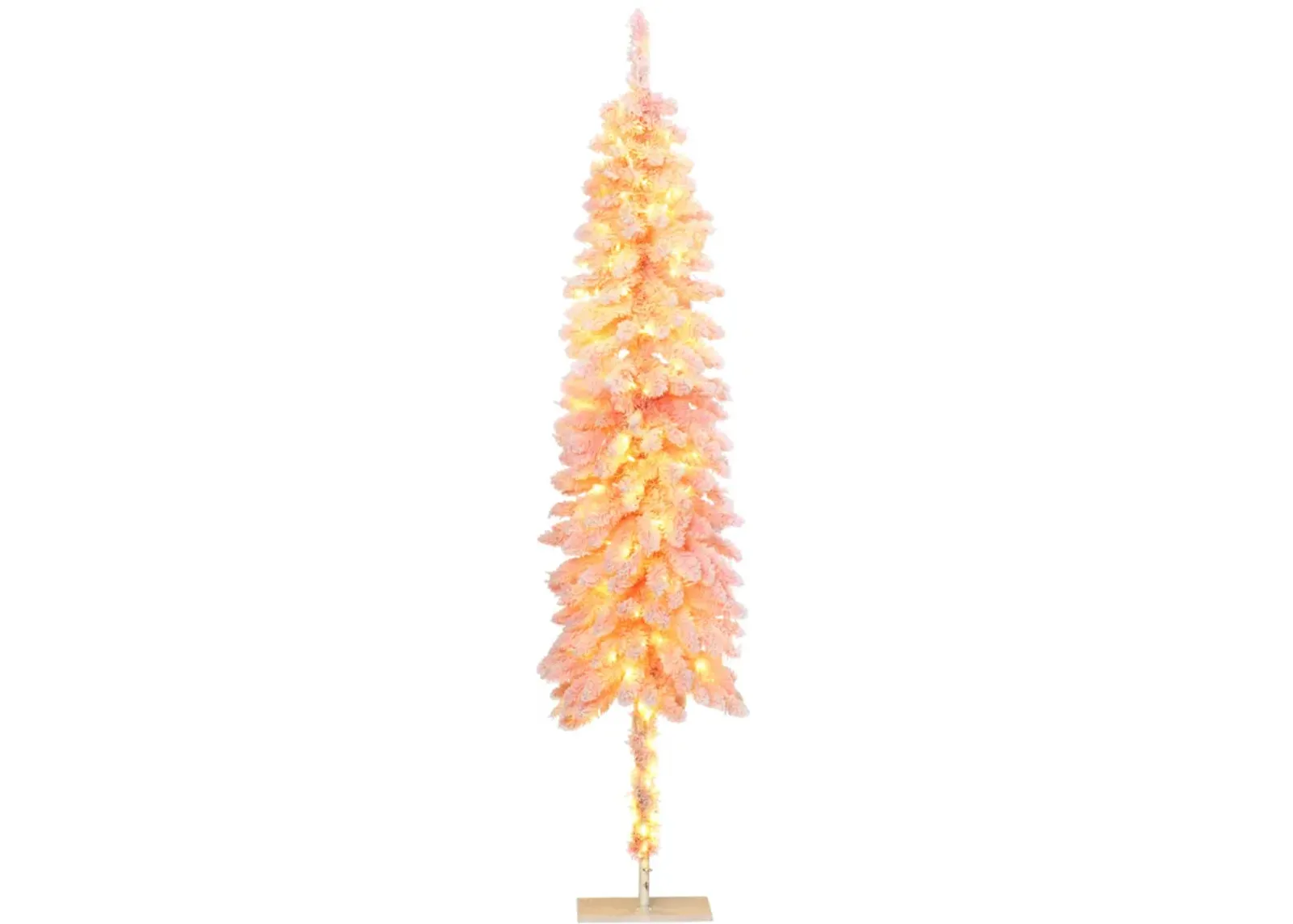 6ft Pencil Prelit Artificial Christmas Tree with Snow Flocked Branches Lights