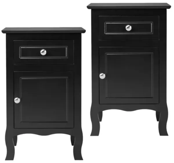 Country Style Nightstand with Drawer and Door For Bedroom