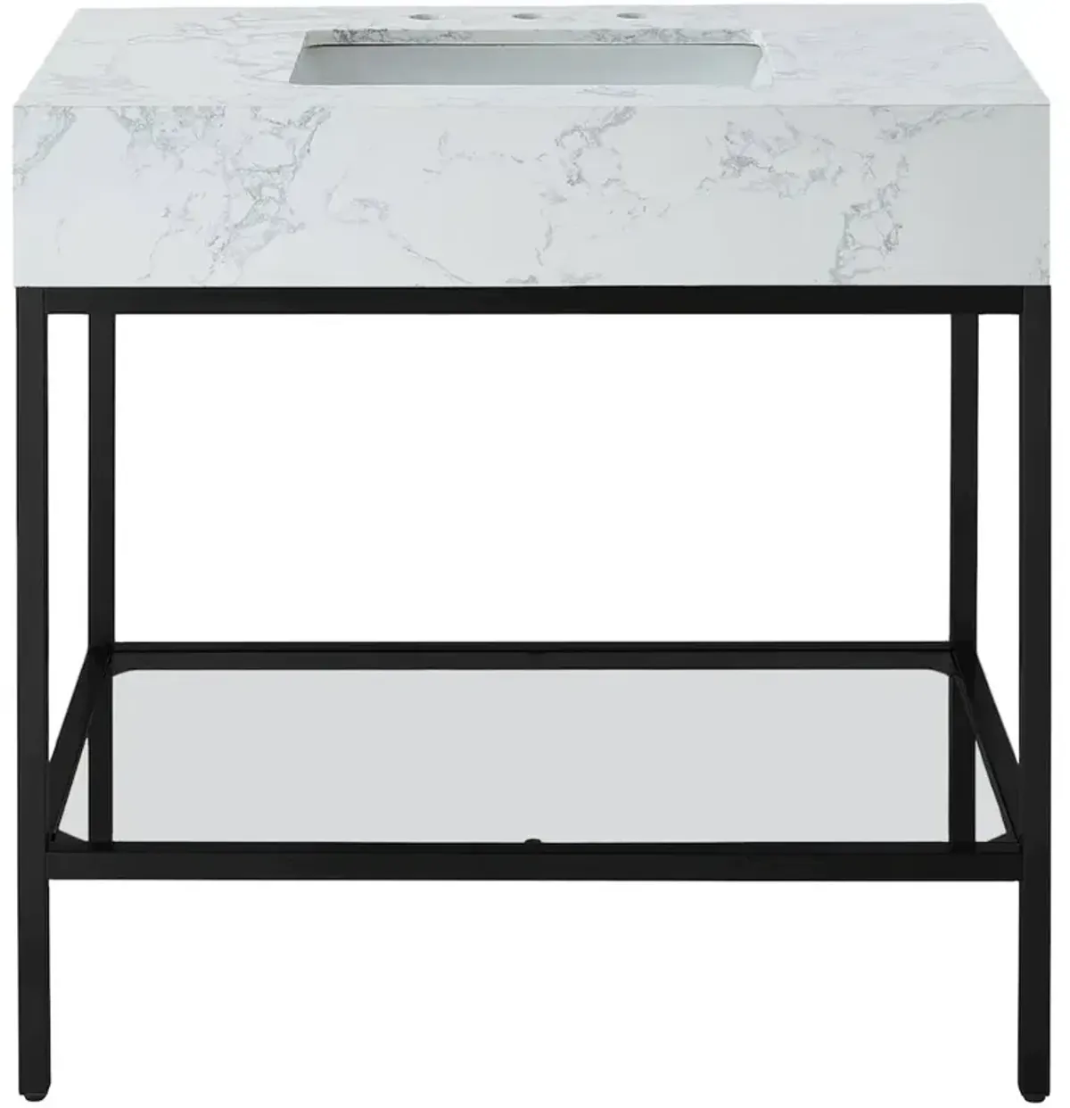 Meridian Furniture Marmo White Engineered Marble Bathroom Vanity