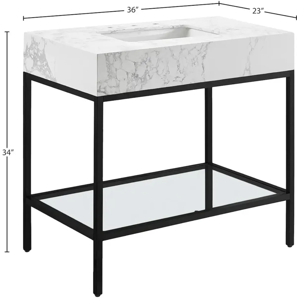 Meridian Furniture Marmo White Engineered Marble Bathroom Vanity