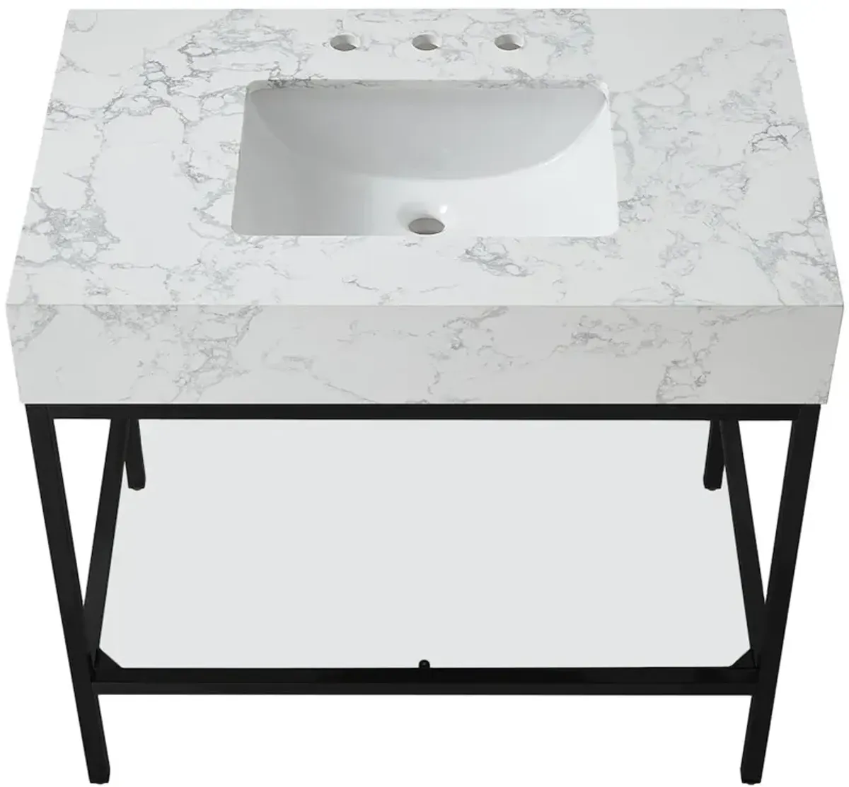 Meridian Furniture Marmo White Engineered Marble Bathroom Vanity