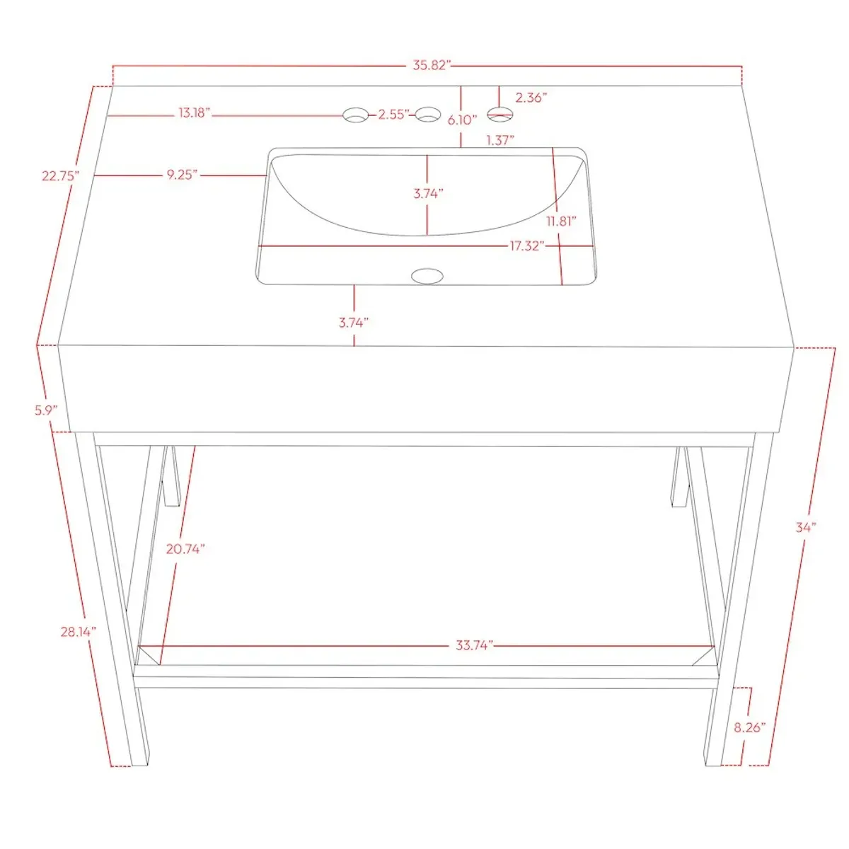 Meridian Furniture Marmo White Engineered Marble Bathroom Vanity