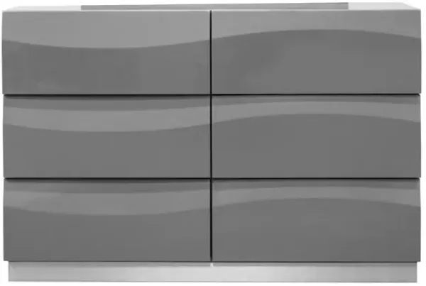 Best Master Furniture Leon Modern High Gloss Dresser in Gray