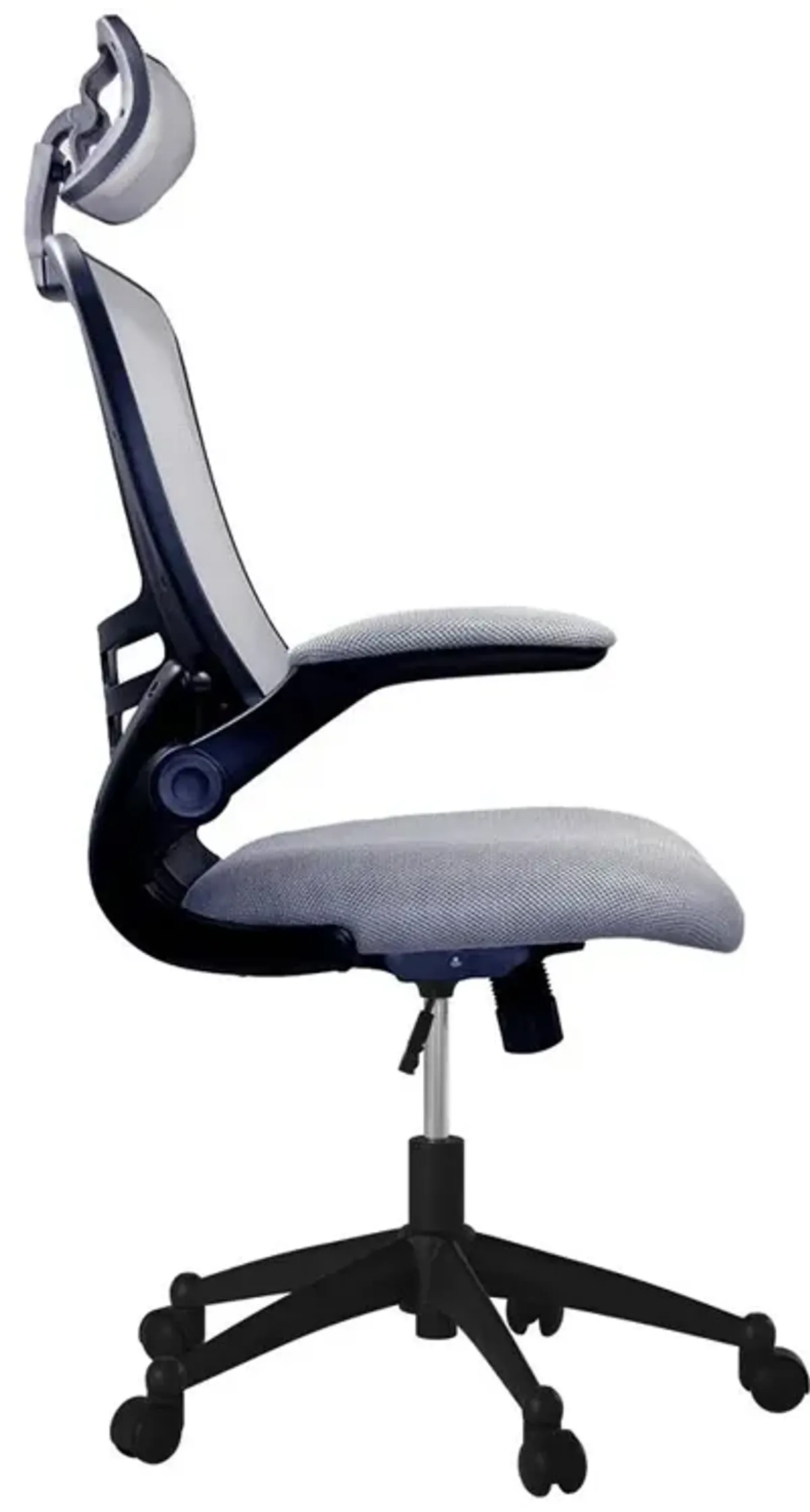 Techni Mobili Modern High-Back Mesh Executive office Chair With Headrest And Flip Up Arms. Color: Silver Grey