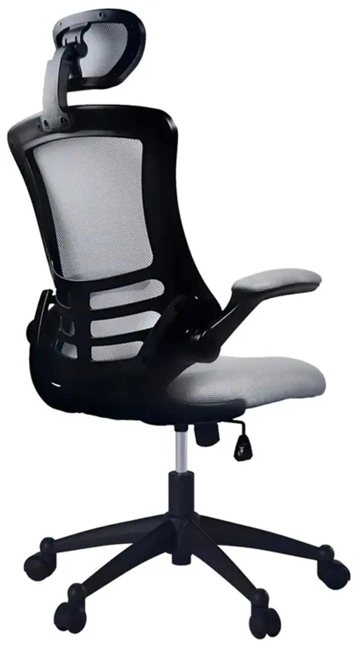 Techni Mobili Modern High-Back Mesh Executive office Chair With Headrest And Flip Up Arms. Color: Silver Grey